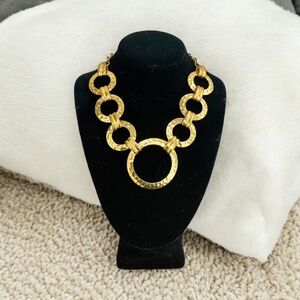 Karine Sultan Stamped KS Paris Haute Couture Gold Circle Link Necklace